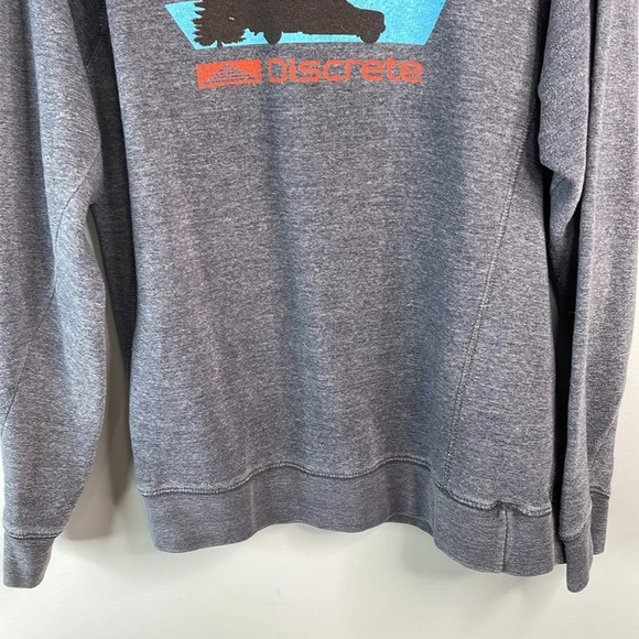 DISCRETE Graphic Logo Crewneck Sweatshirt Blue Raglan Sleeve Gorpcore Camper M - Picture 5 of 11